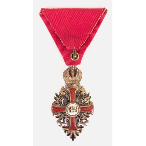 477 - Imperial Austrian Order of Franz Joseph, Knight's breast badge.  Good scarce bronze gilt and enamell... 