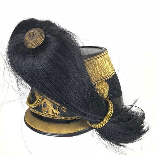 483 - Imperial Austrian Artillery Officer's Shako c. 1890-1914.  Good scarce black cloth with wide gold Au... 