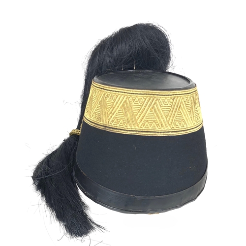 483 - Imperial Austrian Artillery Officer's Shako c. 1890-1914.  Good scarce black cloth with wide gold Au... 