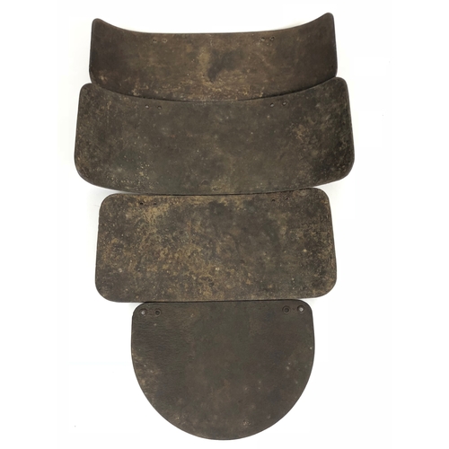 486 - Imperial German WW1 part trench armour.  Good scarce example comprising four heavy steel plates, bei... 