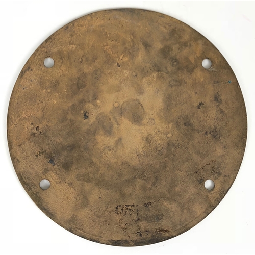 487 - Imperial German Prussian State Railway cabside plate.  Good heavy large round brass Prussian eagle p... 