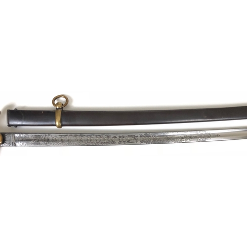 491 - Imperial German attributed Officer's sword by Ewald Cleff, Solingen.  Good scarce example with 75.5 ... 