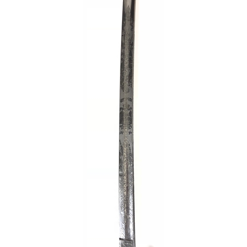 491 - Imperial German attributed Officer's sword by Ewald Cleff, Solingen.  Good scarce example with 75.5 ... 