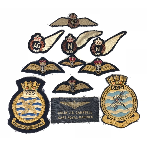 499 - 11 Aviation Aircrew Wings & Brevet Badges.  WW2 Royal Canadian Air Force: WW2 Pilot ... Air Gunner .... 