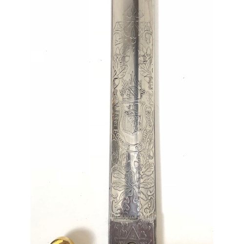 523 - Victorian 1st Manchester Rifles Attributed 1822 Pattern Officers Sword.  This example was carried by... 