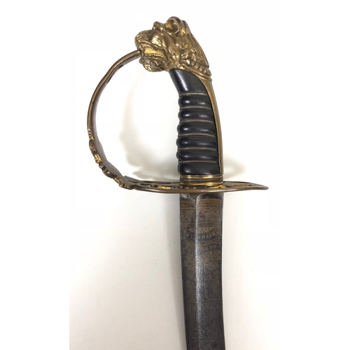 525 - Napoleonic War Period 1803 Pattern Infantry Officer's Sword  A good example, the single edged curved... 