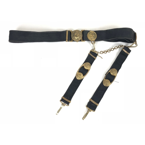 527 - Soviet Russia Naval Officer's dagger belt and straps  Good scarce example of black ribbed faux silk.... 