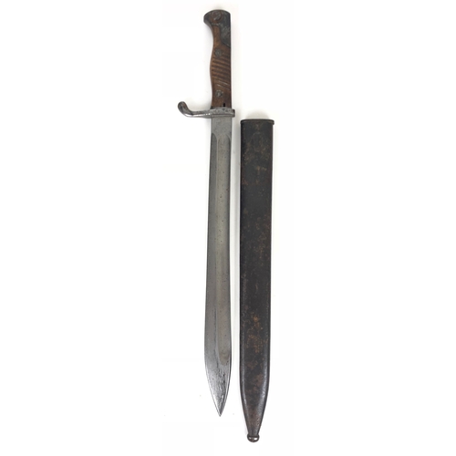 535 - WW1 Imperial German Model 1898/05 Butcher Bayonet.   A good example, single edged blade widening to ... 