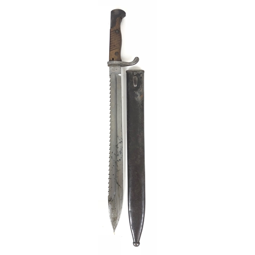 536 - WW1 Imperial German Model 1898/05 Butcher Sawback Bayonet  A good example, single edged blade wideni... 