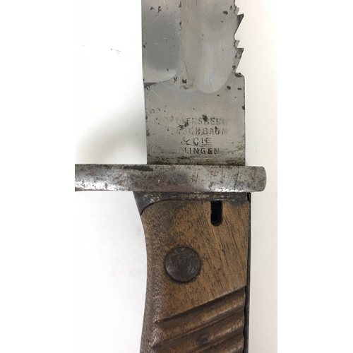 536 - WW1 Imperial German Model 1898/05 Butcher Sawback Bayonet  A good example, single edged blade wideni... 