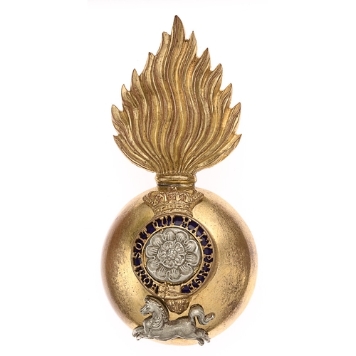 65 - The Royal Fusiliers (City of London Regiment), Victorian Officer's glengarry grenade badge c. 1881-9... 