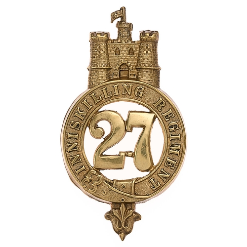 74 - 27th (Inniskilling) Regiment of Foot Victorian Irish glengarry badge c. 1874-81.  Good scarce die-st... 