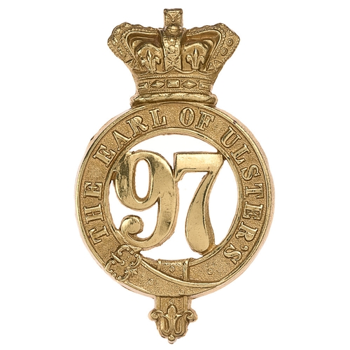 84 - 97th Foot (Earl of Ulster's) NCO's glengarry badge c. 1874-81.   Good scarce die-stamped gilded bras... 