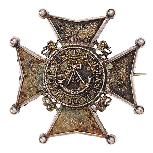 96 - Irish Westmeath Rifle Regiment of Militia Victorian brooch.  Fine scarce die-stamped silvered exampl... 