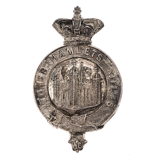 99 - Tower Hamlets Rifles Victorian Officer's forage cap badge c. 1896-1901.  A fine die-stamped silvered... 