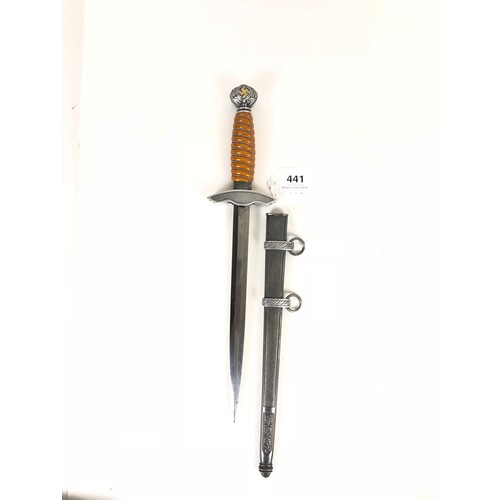 441 - German Third Reich Luftwaffe 2nd pattern Officer's dagger by SMF Solingen.  Good 1937-45 amber cellu... 