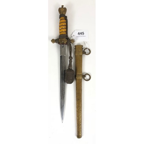 445 - German Third Reich WW2 Kriegsmarine personalised Naval Officer's Dagger with knot by WKC.  Fine scar... 