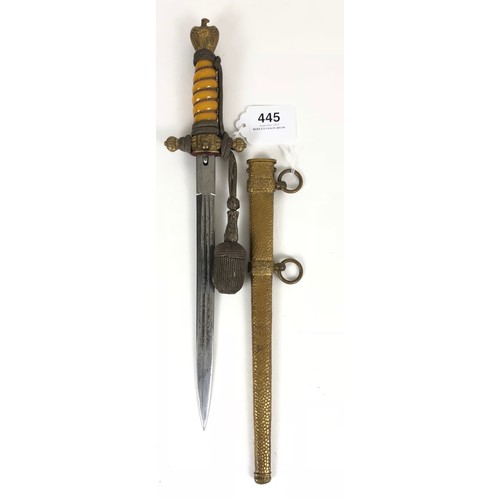 445 - German Third Reich WW2 Kriegsmarine personalised Naval Officer's Dagger with knot by WKC.  Fine scar... 