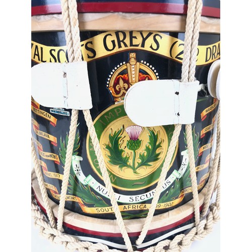 388 - The Royal Scots Greys (2nd Dragoons) Regimental Side Drum.  A fine rope tension display example. The... 