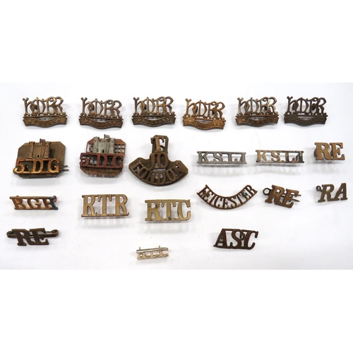 100 - 21 x Brass Shoulder Titles
including 2 x HMRR Hussars ... 2 x HMRR Dragoons ... 2 x HMRR Dragoon Gua... 