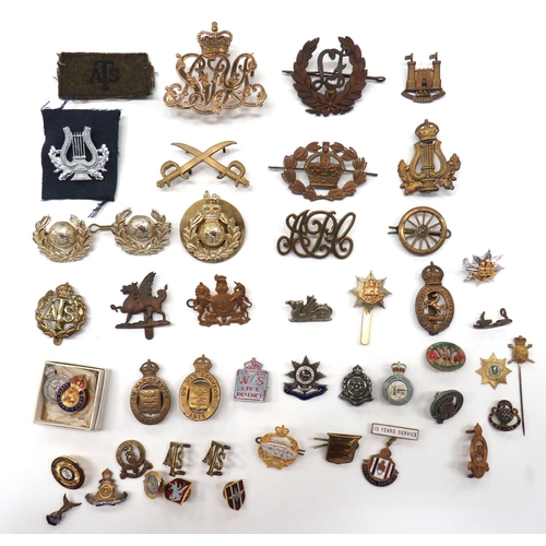 102 - Selection Of Various Badges And Buttons
including brass QC Yeomanry pouch badge.  Cap badges include... 