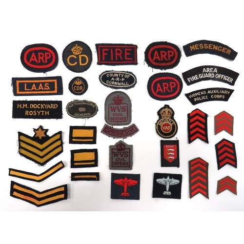 104 - Selection Of Home Front Cloth Badges
including 3 x embroidery ARP oval breast badge ... Embroidery K... 