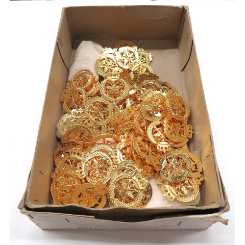 108 - J R Gaunt & Son Ltd Boxed Quantity Of Kuwait Cap Badges
gilt Kuwait cap badges.  Pin fixing... 