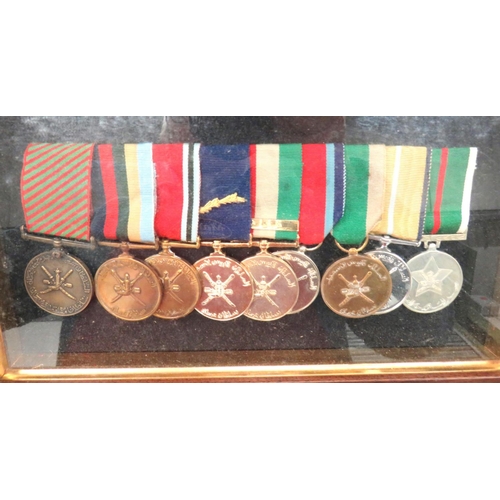 131 - Oman Medal Group Mounted As Worn
including Jebel Akhdar Campaign 1958-59 ... Sultan's Bravery medal ... 