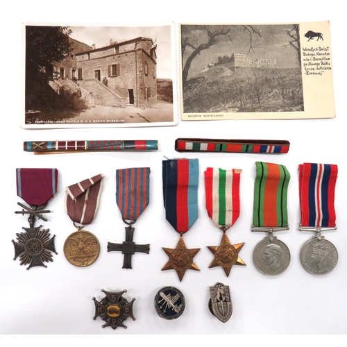 140 - WW2 Polish Medal Group And Badges
consisting Polish, bronze, Cross Of Merit, Army Active Service med... 