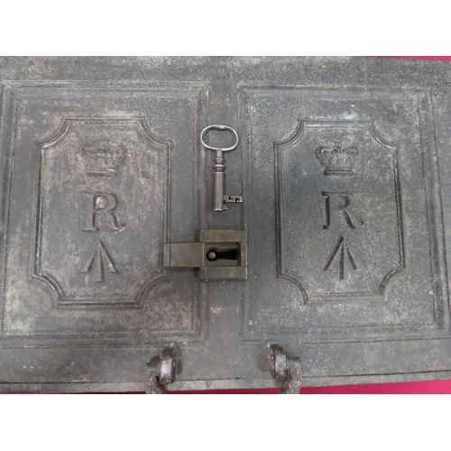 143 - 19th Century Military Issue Strong Box
17 1/2 x 11 1/2 x 7 1/2 inch, steel strong box.  The lid... 