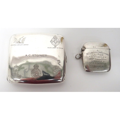 149 - Silver Hallmarked Cigarette Case And Matchbox
silver hallmarked 'B'ham 1918-19