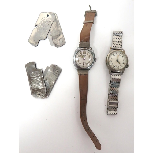 154 - Two Military Used Wristwatches
plated watch with offset face often used by Dispatch Riders.   C... 