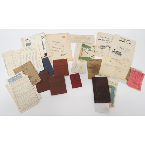 167 - Selection Of Military And Civilian Paperwork
including Soldier's Service & Pay Books ... WW1 Fre... 