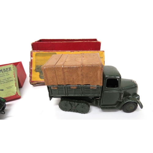 181 - Three W Britain Boxed Military Transport Vehicles
consisting boxed number 1433, covered Tender Cater... 