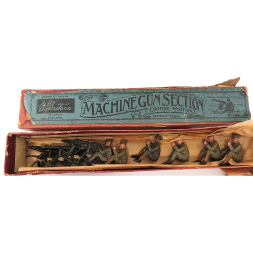 189 - Four W Britain Boxed Figure Sets
consisting set 198 machine gun section in seated position.  Khaki s... 