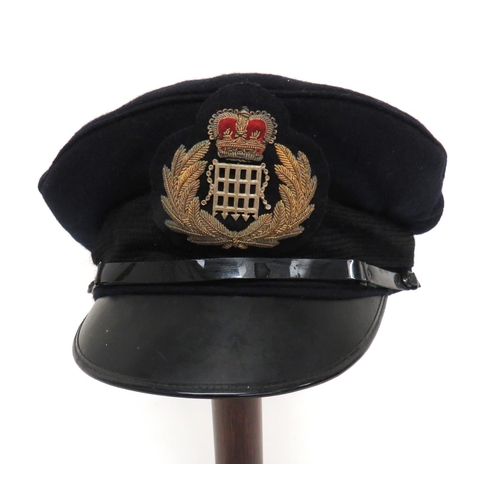 201 - Post 1953 HM Customs & Excise Officer's Cap
dark blue, naval pattern cap.  Black composite ... 