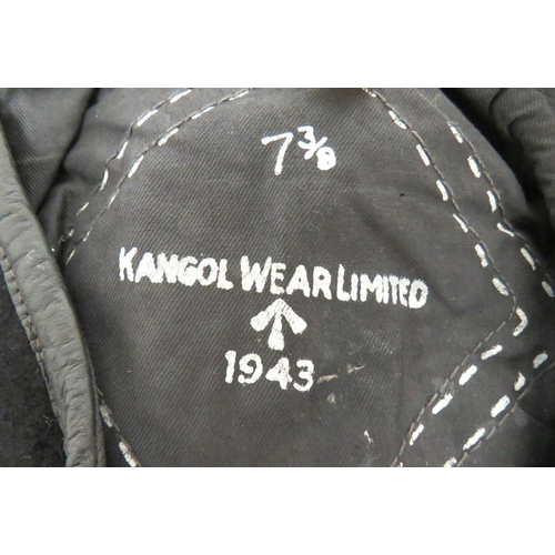 204 - WW2 Dated Armoured Black Beret
black woollen beret.  Lower leather sweatband.  Large side ... 