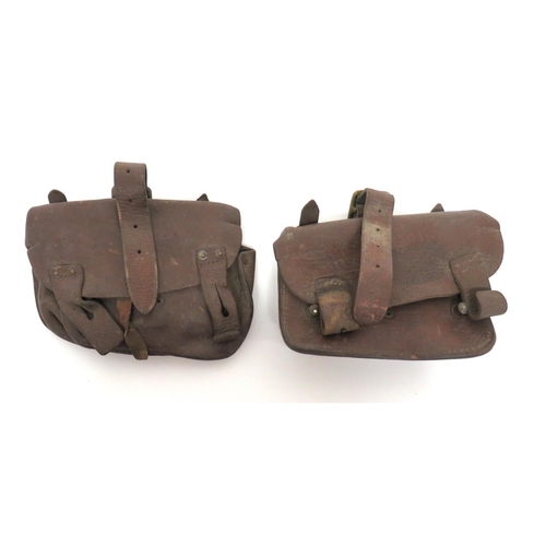 216 - Pair Of 1914 Pattern Leather Ammunition Pouches
rectangular, brown grained leather pouches.  To... 