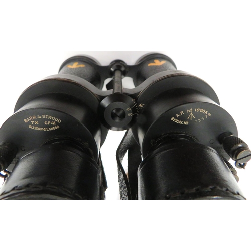 218 - WW2 Pair Of Barr & Stroud CF41 Binoculars
black crinkle body.  Blackened frames with maker'... 