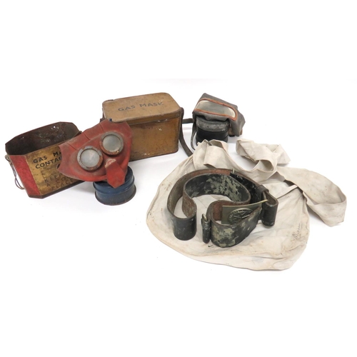 219 - Small Selection Of Various Equipment
consisting WW2 child's Mickey Mouse respirator.  Complete in an... 