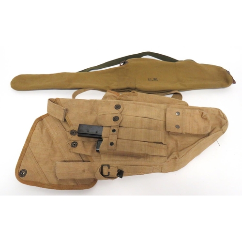 220 - Post War Thompson Sub Machine Gun Transit Bag
light khaki, canvas bag.  The top flap with pull ... 