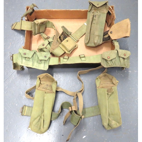 222 - Selection Of 1937 Pattern Webbing Equipment
including pair of pouches fitted on belt with cross stra... 