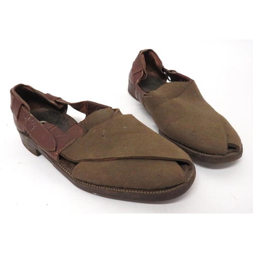 226 - Scarce Pair Of North West Frontier/LRDG Chaplis Sandals
khaki, felt faced, leather front, cross over... 