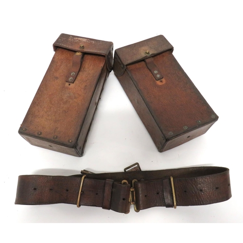 232 - Set Of 1939 Pattern Leather Equipment
consisting pair of brown grained, faced fibreboard, rectangula... 