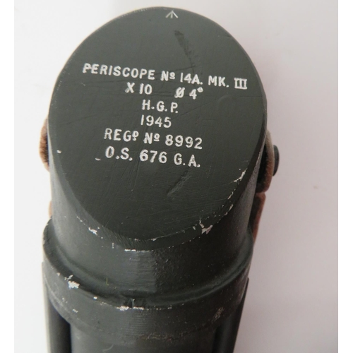 249 - WW2 Dated Periscope No 14A
green painted, tubular body.  Top angled lens with removable top shi... 