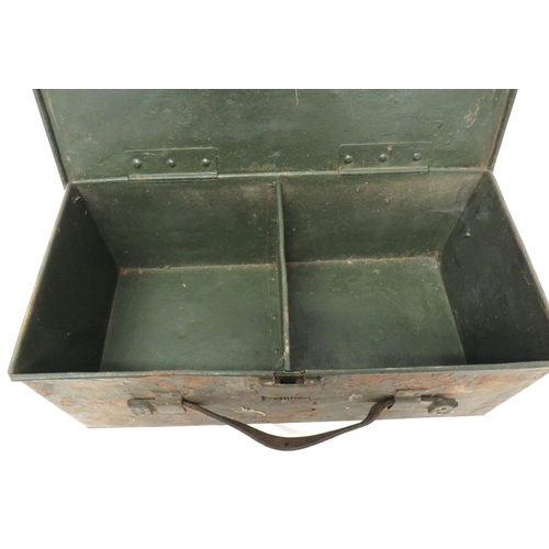 263 - British WW1 Lewis MG Magazine Chest
green painted, steel chest.  The front with press release l... 