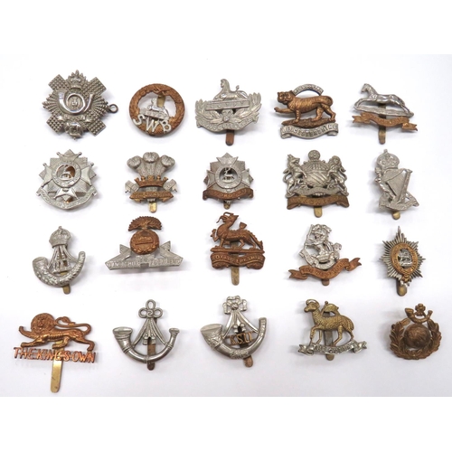 29 - 20 x Infantry Cap Badges
including white metal KC HLI ... Bi-metal West Riding ... Bi-metal Bedfords... 