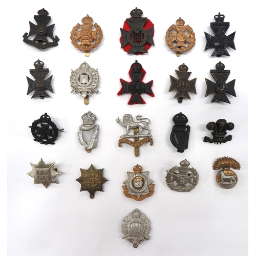 30 - 21 x London Regiment & Infantry Cap Badges
including blackened KC 16th County Of London ... Whit... 