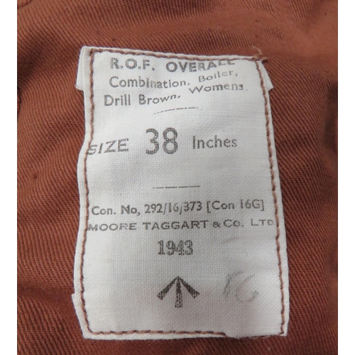 301 - WW2 Royal Ordnance Factory Women's Work Overalls
brown denim, half buttoned front overalls.  Short s... 