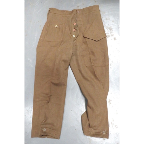 308 - WW2 Officer Quality Battledress Trousers
khaki, fine quality, wide leg trousers.  Right hip wit... 